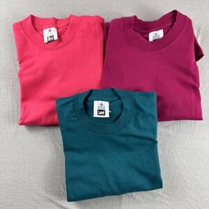 Vintage Lee T-Shirt Mens M Heavyweight Made in USA Blank Y2K Green Pink Lot of 3